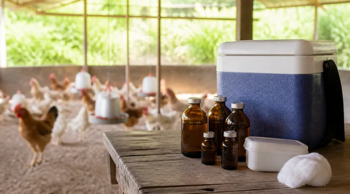 Poultry health supplies in a farm setting
