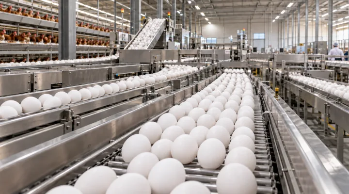 White eggs moving through an automated collection facility